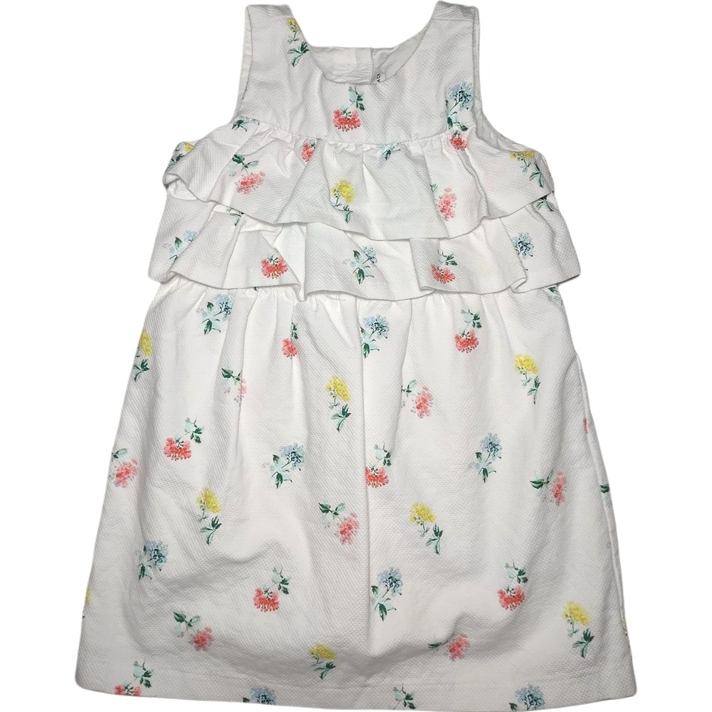 Janie‎ & Jack An Enchanted Day Dress Sz 5 White 3 Tier Flower Floral Sleeveless